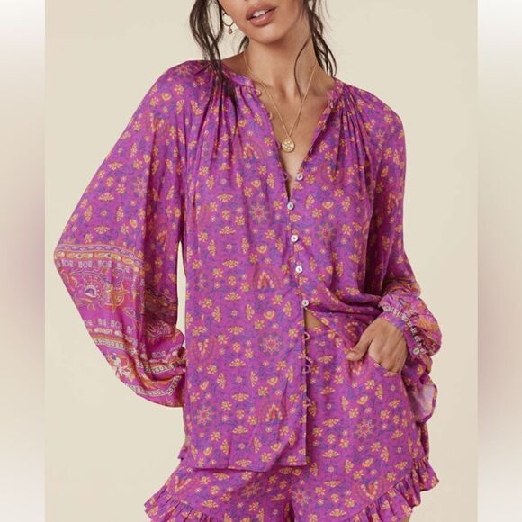 NWT SPELL & THE GYPSY
COLLECTIVE MADAME PEACOCK BLOUSE - BOYSENBERRY Size XS - Picture 14 of 14